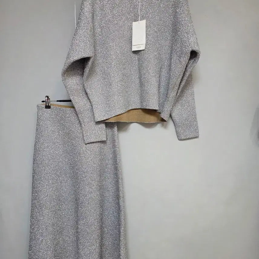 [BUNJANG] COS Silver Glitter Knit Skirt Set USXS / COS 실버 글리터 니트 스커트 셋업 usxs