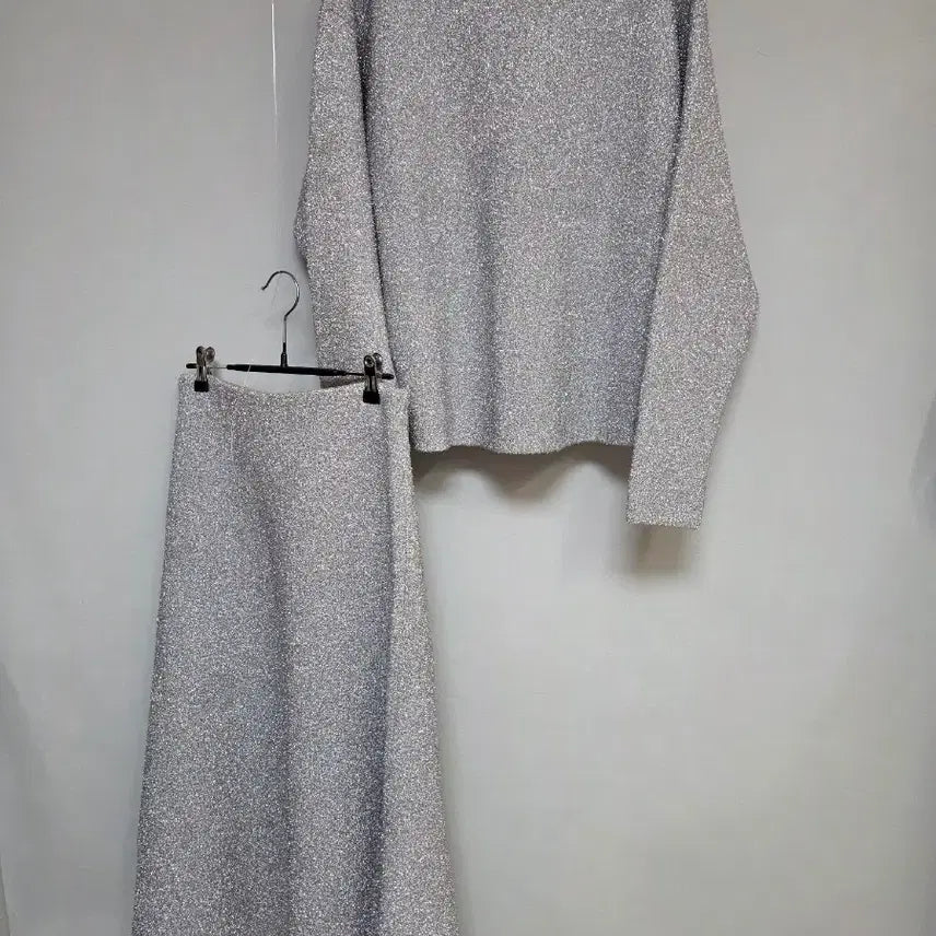 [BUNJANG] COS Silver Glitter Knit Skirt Set USXS / COS 실버 글리터 니트 스커트 셋업 usxs