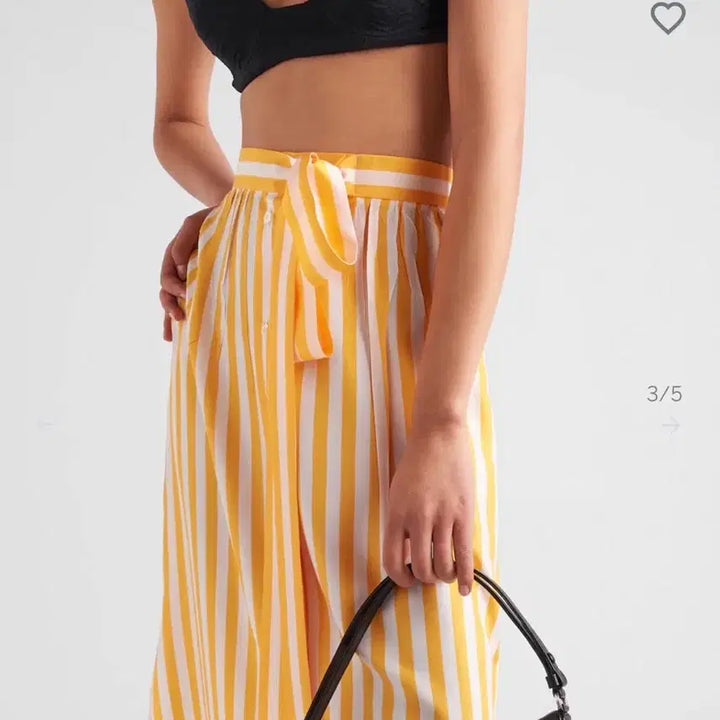 [BUNJANG] Prada Silk Yellow Striped Skirt / 프라다 실크 옐로우 스트라이프 스커트