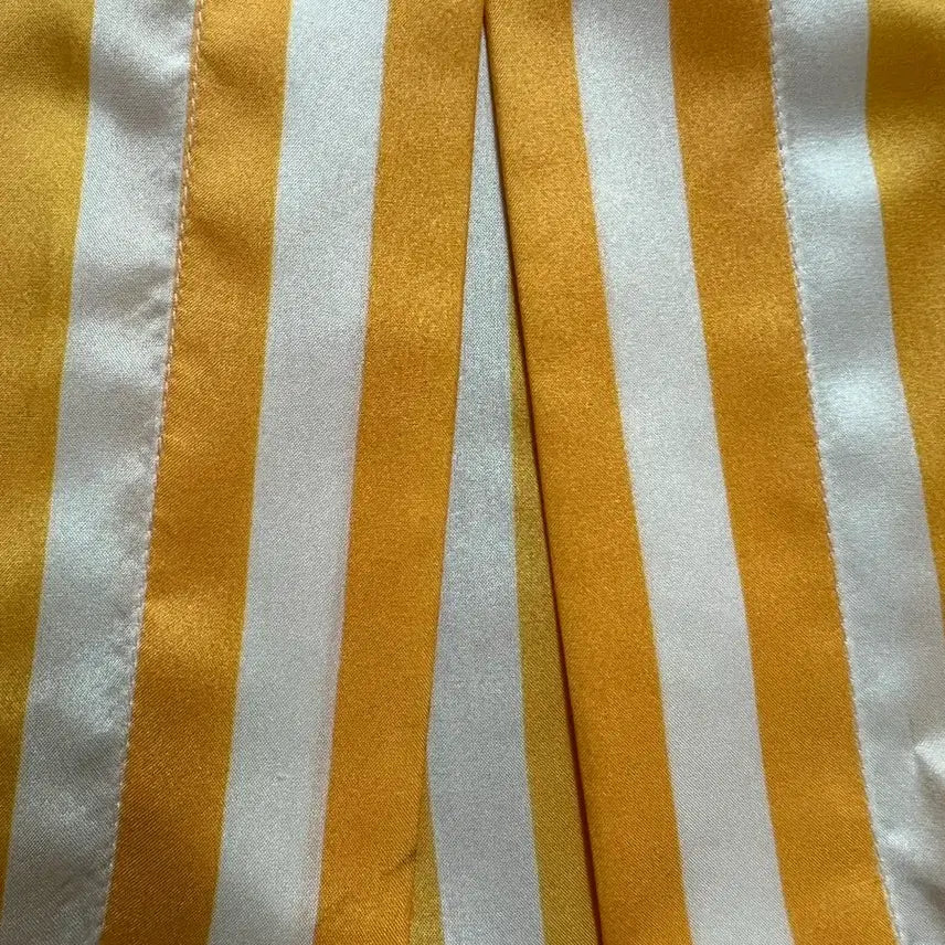 [BUNJANG] Prada Silk Yellow Striped Skirt / 프라다 실크 옐로우 스트라이프 스커트
