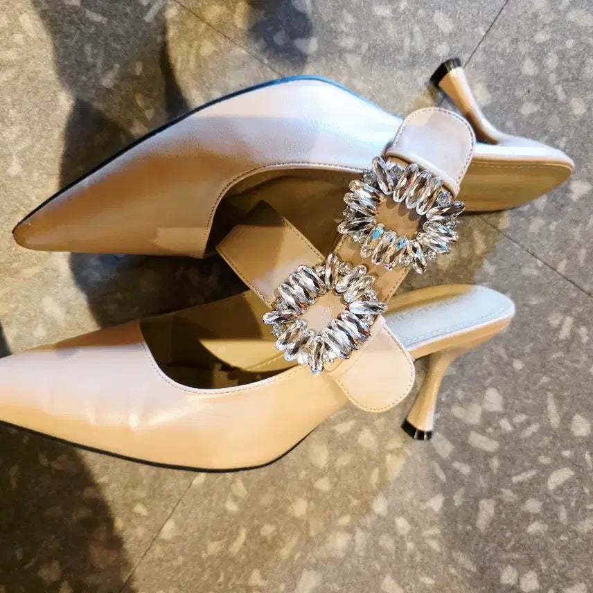 [SOLD OUT] 큐빅 버클 슬리퍼 힐 240~245 / 로저비비에 스타일