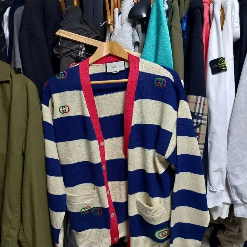 [BUNJANG] Gucci Striped Knit Cardigan (Size 100) / 구찌 스트라이프 니트 가디건 실측100