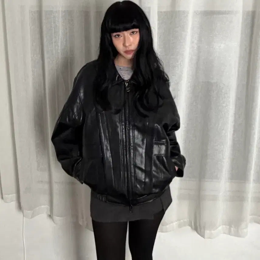 [BUNJANG] Leather Blouson Jacket / (새것)레더블루종자켓