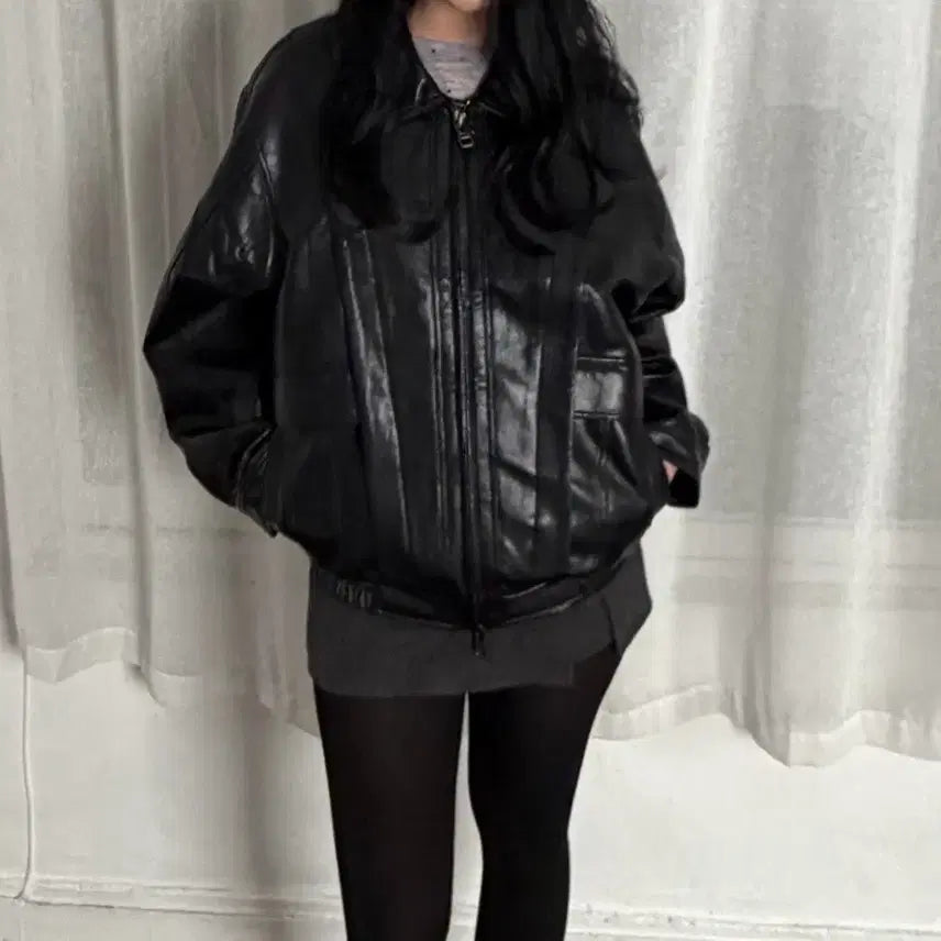 [BUNJANG] Leather Blouson Jacket / (새것)레더블루종자켓