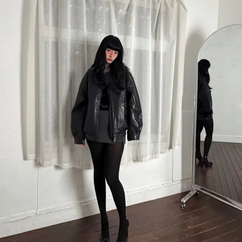 [BUNJANG] Leather Blouson Jacket / (새것)레더블루종자켓