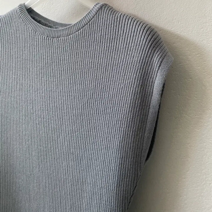 [BUNJANG] Layered Ribbed Knit Tank Top / 새상품 레이어드 골지 니트 캡소매 나시