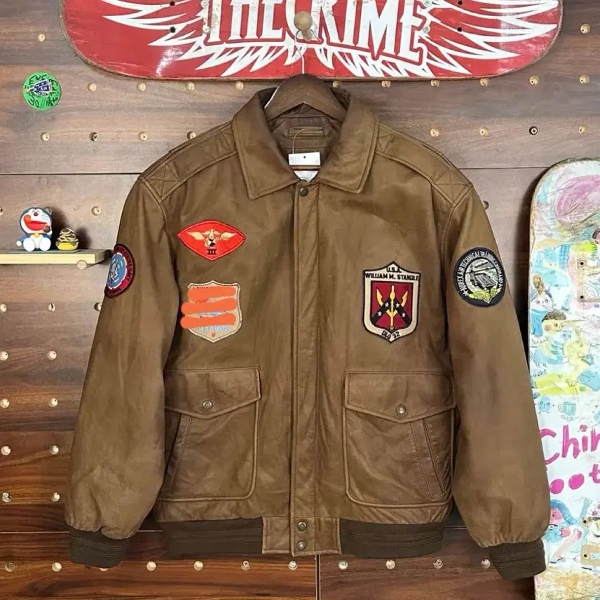[BUNJANG] American A-2 Retro Leather Jacket / 아메리칸 A-2 레트로 레더 자켓