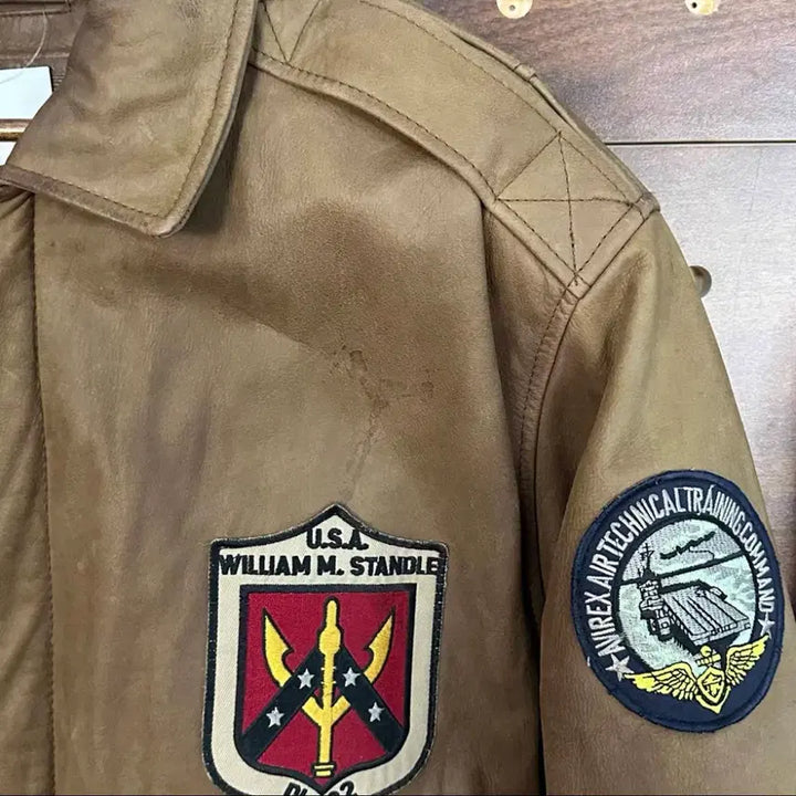 [BUNJANG] American A-2 Retro Leather Jacket / 아메리칸 A-2 레트로 레더 자켓