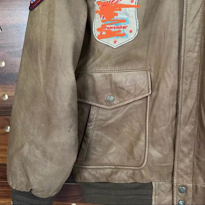 [BUNJANG] American A-2 Retro Leather Jacket / 아메리칸 A-2 레트로 레더 자켓