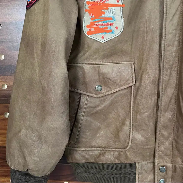 [BUNJANG] American A-2 Retro Leather Jacket / 아메리칸 A-2 레트로 레더 자켓