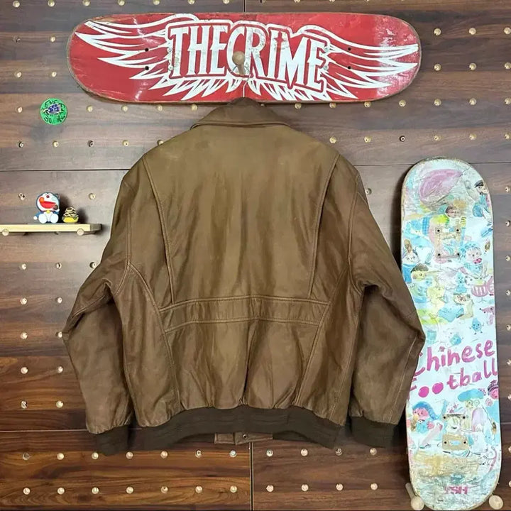 [BUNJANG] American A-2 Retro Leather Jacket / 아메리칸 A-2 레트로 레더 자켓