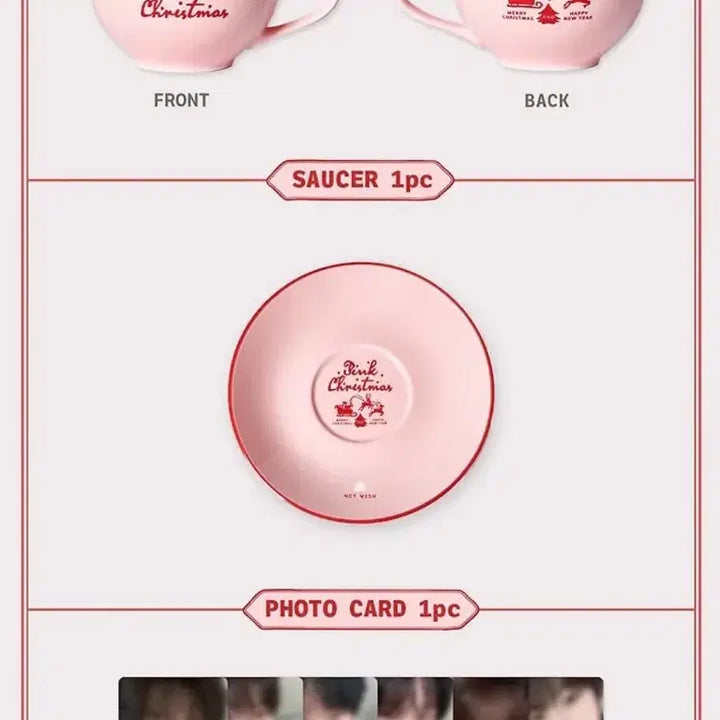 [BUNJANG] NCT WISH Yuushi Pink Christmas Cup and Saucer Set / 엔시티위시 핑크 크리스마스 컵, 소서 세트 유우시 양도