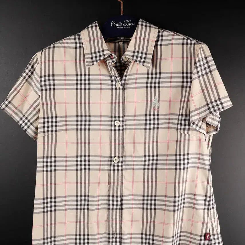 [BUNJANG] Beanpole Checkered Short Sleeve Shirt / 빈폴 반팔 체크셔츠