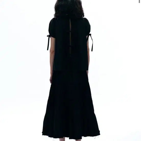[BUNJANG] Partimento Women Open Back Ribbon Puff Blouse - New / 파르티멘토우먼 오픈 백 리본 퍼프 블라우스 OS (새상품)