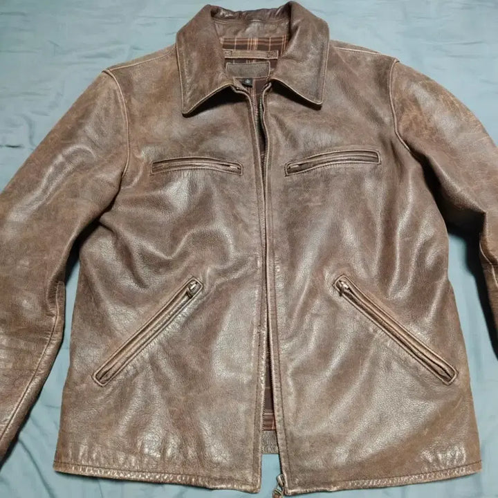 [BUNJANG] RRL 1960s Style Cowhide Leather Jacket / RRL 1960 스타일 복각 빈티지 카우하이드 레더 자켓
