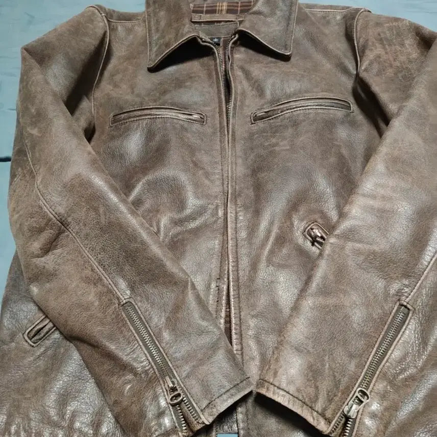 [BUNJANG] RRL 1960s Style Cowhide Leather Jacket / RRL 1960 스타일 복각 빈티지 카우하이드 레더 자켓