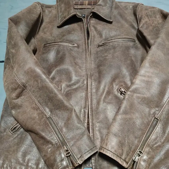 [BUNJANG] RRL 1960s Style Cowhide Leather Jacket / RRL 1960 스타일 복각 빈티지 카우하이드 레더 자켓