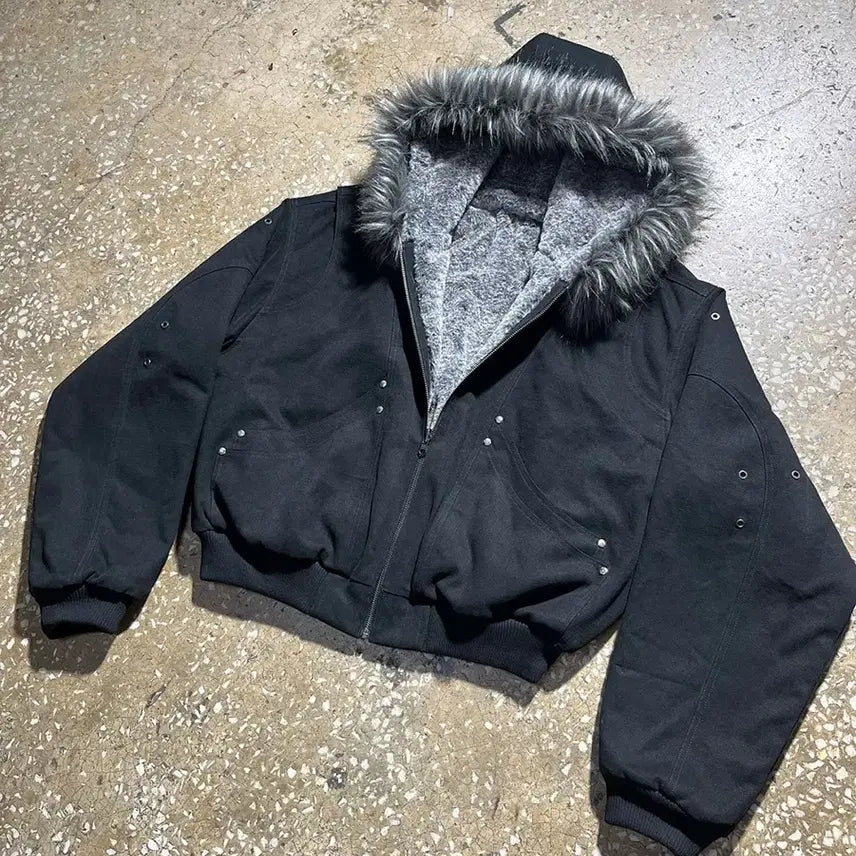 [BUNJANG] Reversible Sculpted Fur Bomber Jacket / 비엑세스 리버시블 봄버 자켓 (1size)
