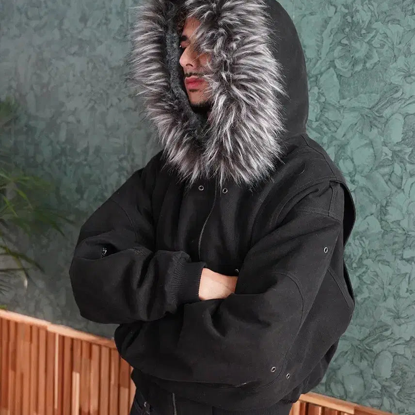 [BUNJANG] Reversible Sculpted Fur Bomber Jacket / 비엑세스 리버시블 봄버 자켓 (1size)