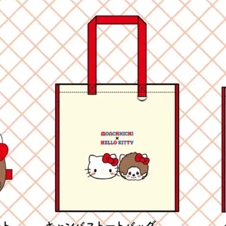 [BUNJANG] Monchhichi Hello Kitty Tote Bag / 몬치치 헬로키티 콜라보 토트백 가방 키티