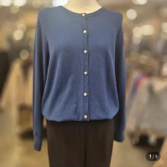 [BUNJANG] Osborne Gold Button Round Neck Cardigan - Navy / 오스본 골드버튼 라운드넥 가디건 OSCK25330 네이비