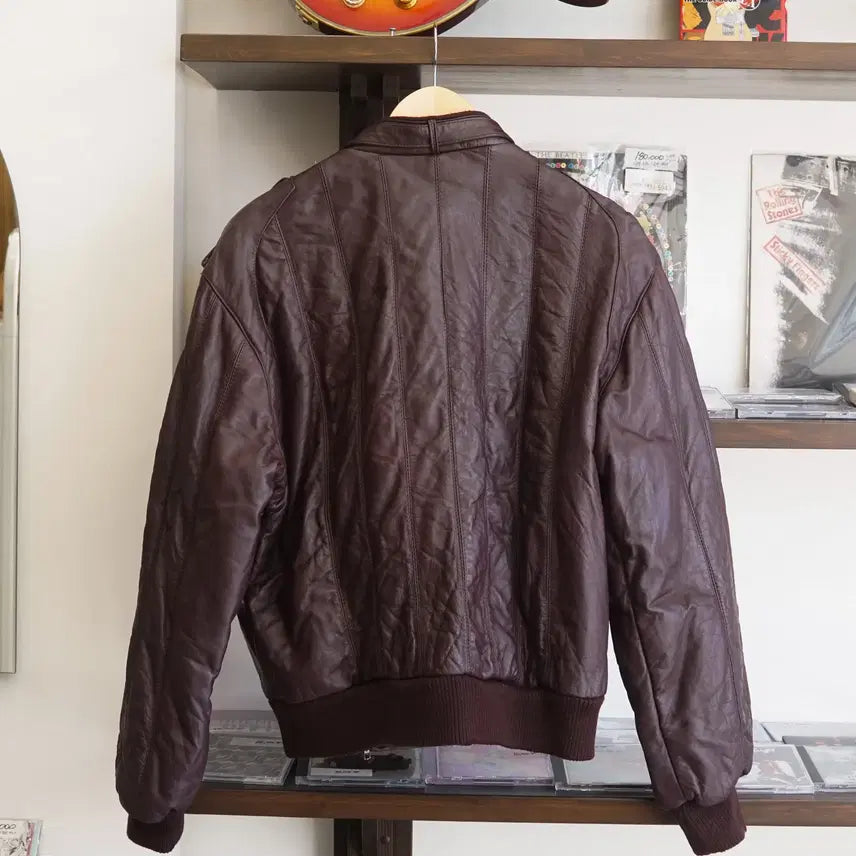 [BUNJANG] Members Only Real Leather Bomber Jacket / 멤버스 온리 리얼 레더 봄버 105 사이즈