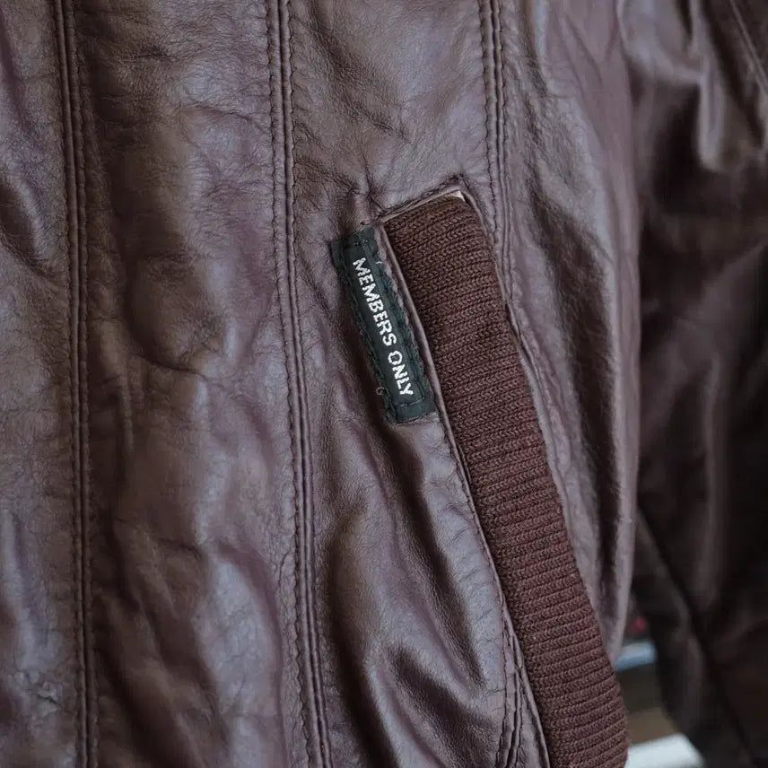 [BUNJANG] Members Only Real Leather Bomber Jacket / 멤버스 온리 리얼 레더 봄버 105 사이즈