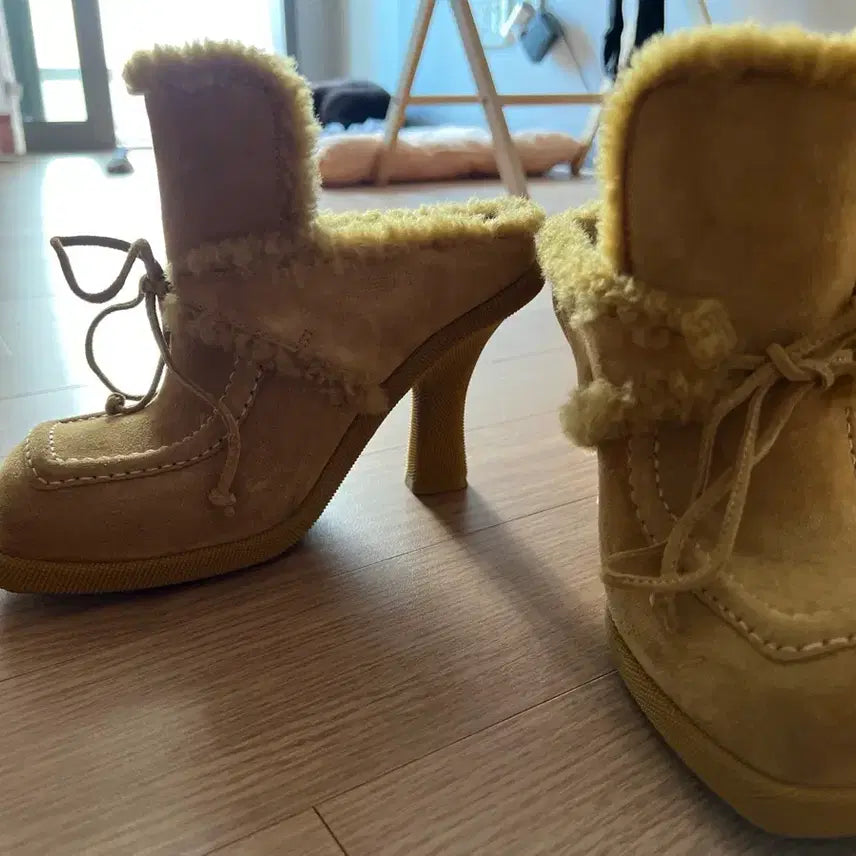 [BUNJANG] Burberry Suede Fur Heel Boots / 버버리 스웨이드 퍼 힐 부츠 37size