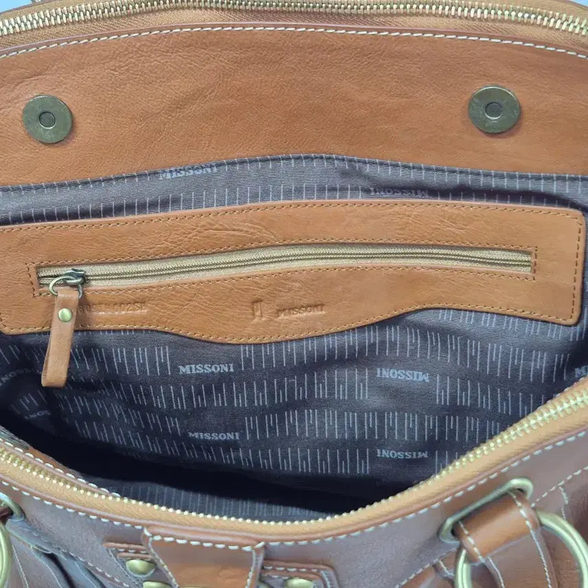 [BUNJANG] MISSONI Brown Leather Tote Shoulder Bag / MISSONI 브라운 레더 토트백 숄더백