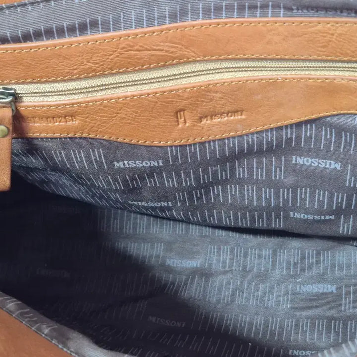 [BUNJANG] MISSONI Brown Leather Tote Shoulder Bag / MISSONI 브라운 레더 토트백 숄더백