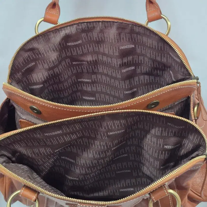 [BUNJANG] MISSONI Brown Leather Tote Shoulder Bag / MISSONI 브라운 레더 토트백 숄더백