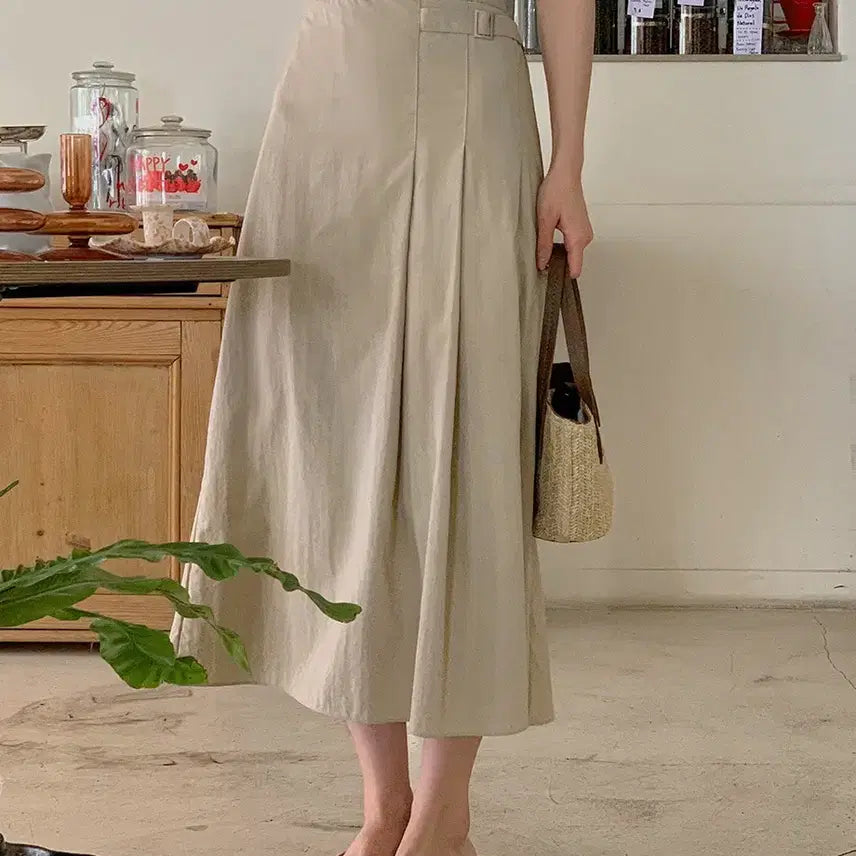 [BUNJANG] Unbranded Beige Long Skirt / 빅사이즈 뒷밴딩 롱스커트 베이지 30
