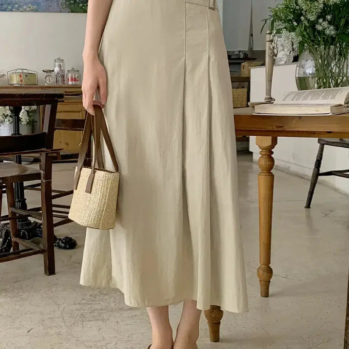 [BUNJANG] Unbranded Beige Long Skirt / 빅사이즈 뒷밴딩 롱스커트 베이지 30