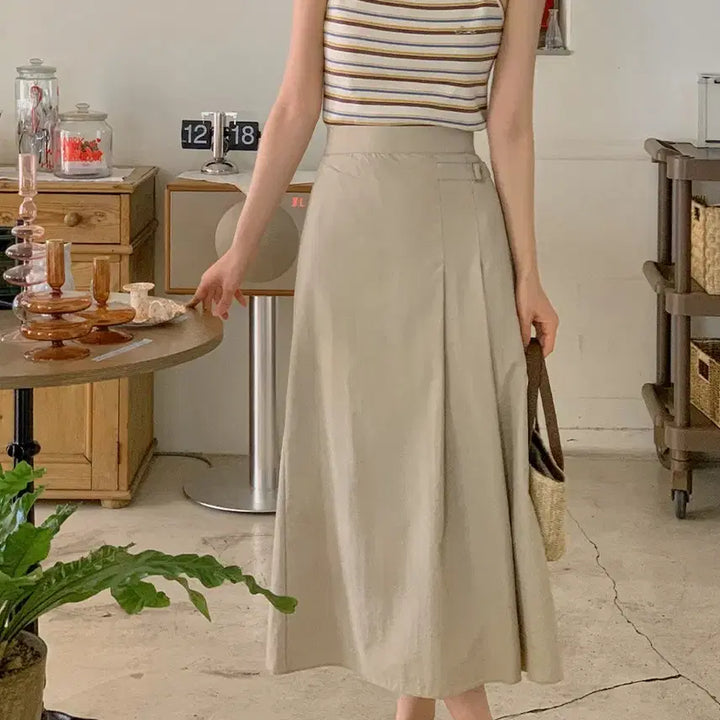 [BUNJANG] Unbranded Beige Long Skirt / 빅사이즈 뒷밴딩 롱스커트 베이지 30