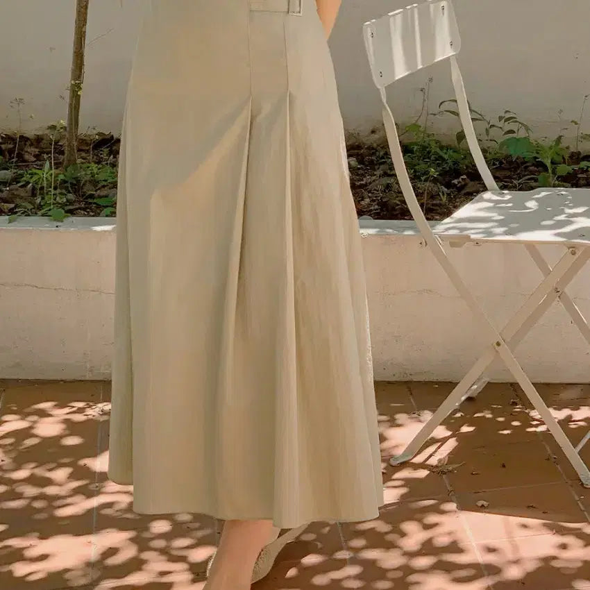 [BUNJANG] Unbranded Beige Long Skirt / 빅사이즈 뒷밴딩 롱스커트 베이지 30