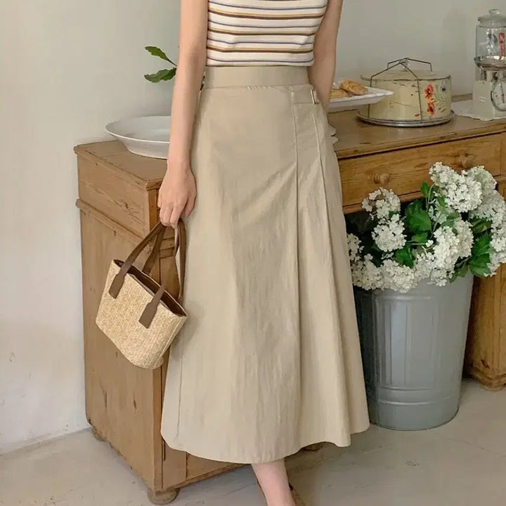 [BUNJANG] Unbranded Beige Long Skirt / 빅사이즈 뒷밴딩 롱스커트 베이지 30