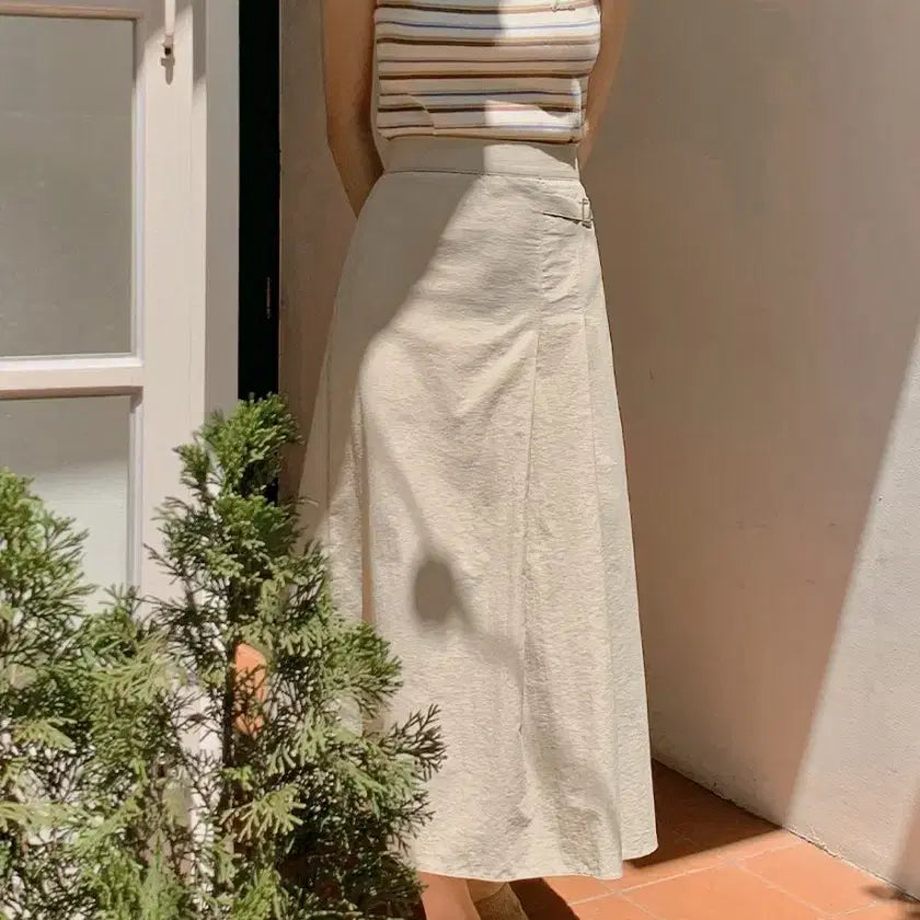 [BUNJANG] Unbranded Beige Long Skirt / 빅사이즈 뒷밴딩 롱스커트 베이지 30