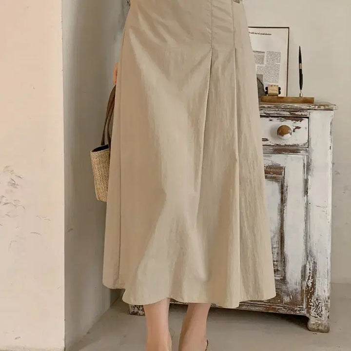 [BUNJANG] Unbranded Beige Long Skirt / 빅사이즈 뒷밴딩 롱스커트 베이지 30