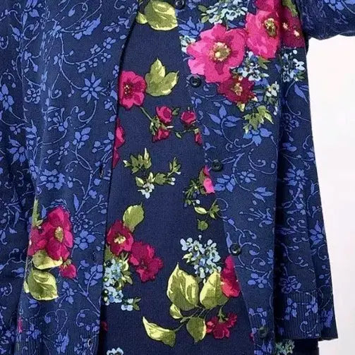 [BUNJANG] Floral Pattern Navy Cardigan / 플라워 패턴 가디건 네이비