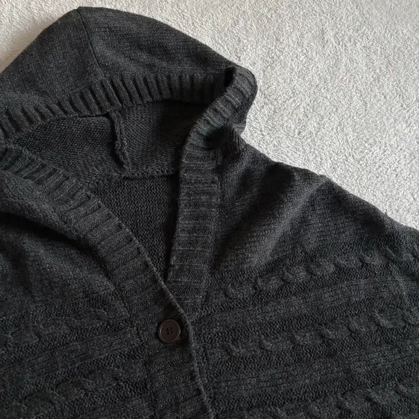 [BUNJANG] Vintage Charcoal Hooded Cape / 일본빈티지 차콜 후드 케이프