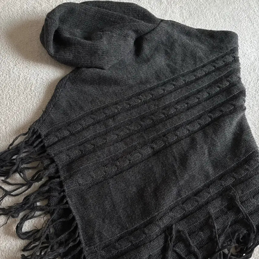 [BUNJANG] Vintage Charcoal Hooded Cape / 일본빈티지 차콜 후드 케이프
