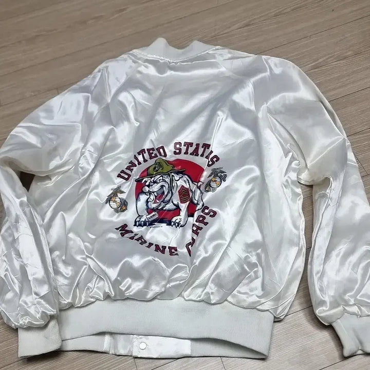 [BUNJANG] US Marine Corps White Satin Jacket (Size 46) / 80-90s 미제 USA 미군 미해병대 화이트 사틴 자켓(46)