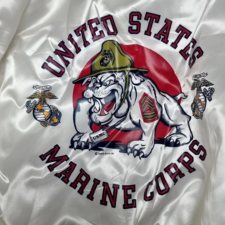 [BUNJANG] US Marine Corps White Satin Jacket (Size 46) / 80-90s 미제 USA 미군 미해병대 화이트 사틴 자켓(46)