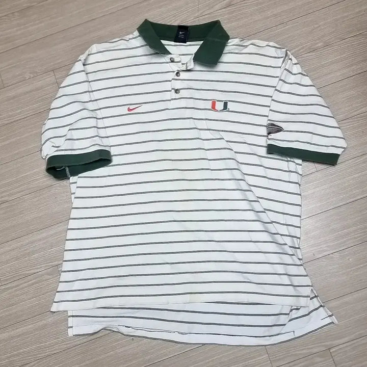 [BUNJANG] Nike Stripe Polo Shirt (100) / 80s 한국제 나이키 스트라이프 반팔 폴로티 U 로고(100)