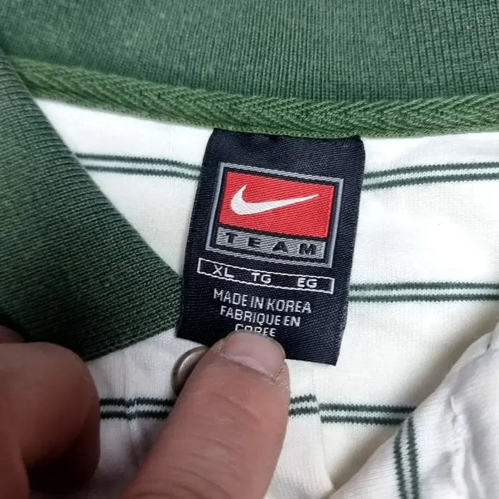 [BUNJANG] Nike Stripe Polo Shirt (100) / 80s 한국제 나이키 스트라이프 반팔 폴로티 U 로고(100)