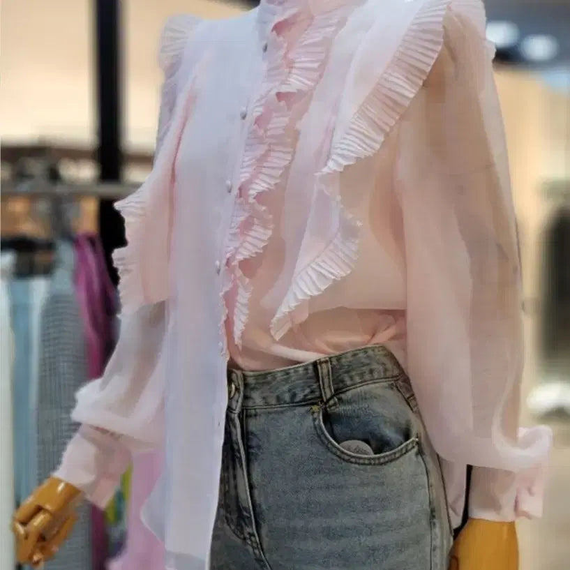 [BUNJANG] The Izzat Collection Light Pink Blouse (Size 66) / 더아이잗컬렉션 라이트핑크 블라우스 66사이즈
