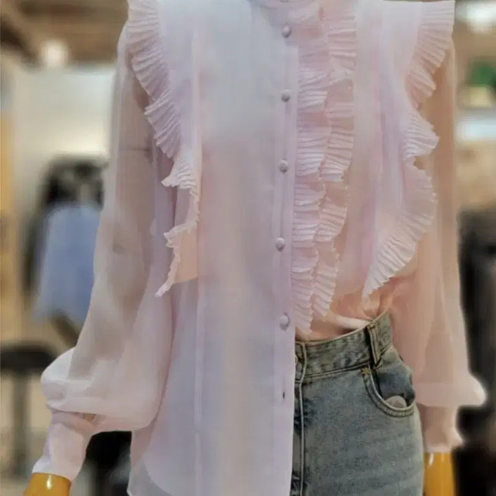 [BUNJANG] The Izzat Collection Light Pink Blouse (Size 66) / 더아이잗컬렉션 라이트핑크 블라우스 66사이즈