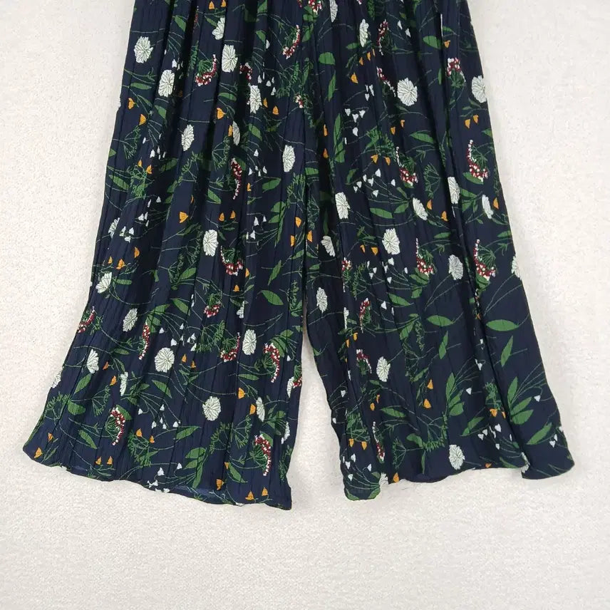 [BUNJANG] Floral Pleated Wide Leg Pants / 여성 플리츠 꽃무늬 8부 와이드 팬츠(M-L)