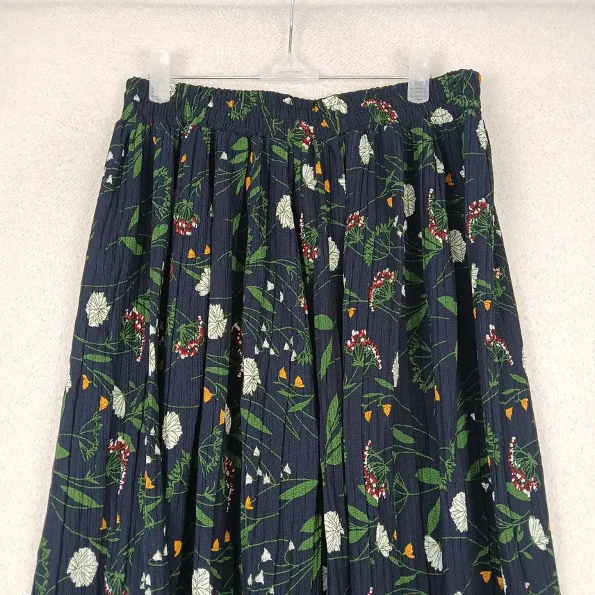 [BUNJANG] Floral Pleated Wide Leg Pants / 여성 플리츠 꽃무늬 8부 와이드 팬츠(M-L)
