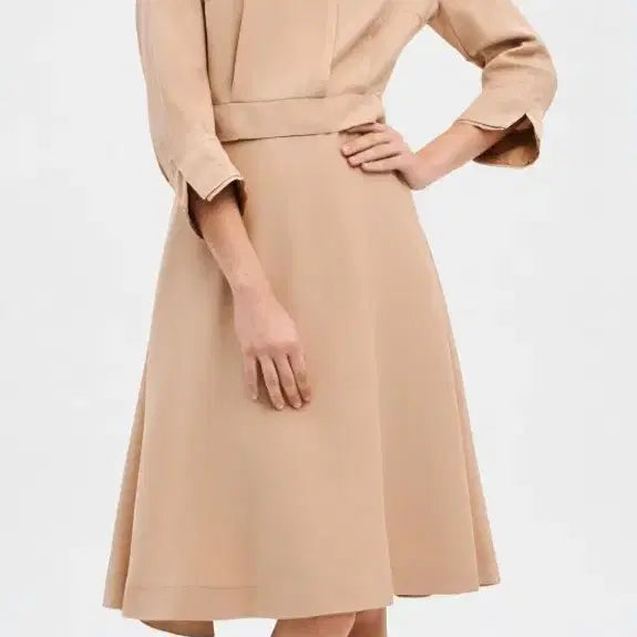 [BUNJANG] Hanssem Mine Pearl Button Flare Dress / (44~정55사이즈)한섬 마인 진주 플레어 원피스